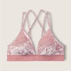 Victoria’s Secret PINK Velvet Triangle Bra • Size L Adjustable Velour Bralette